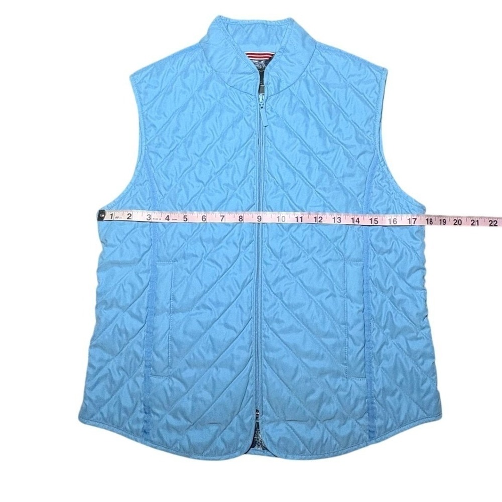 Van Heusen Preppy Quilted Full Zip Vest Sky Blue Floral Lining Womens Size Small - Picture 7 of 8